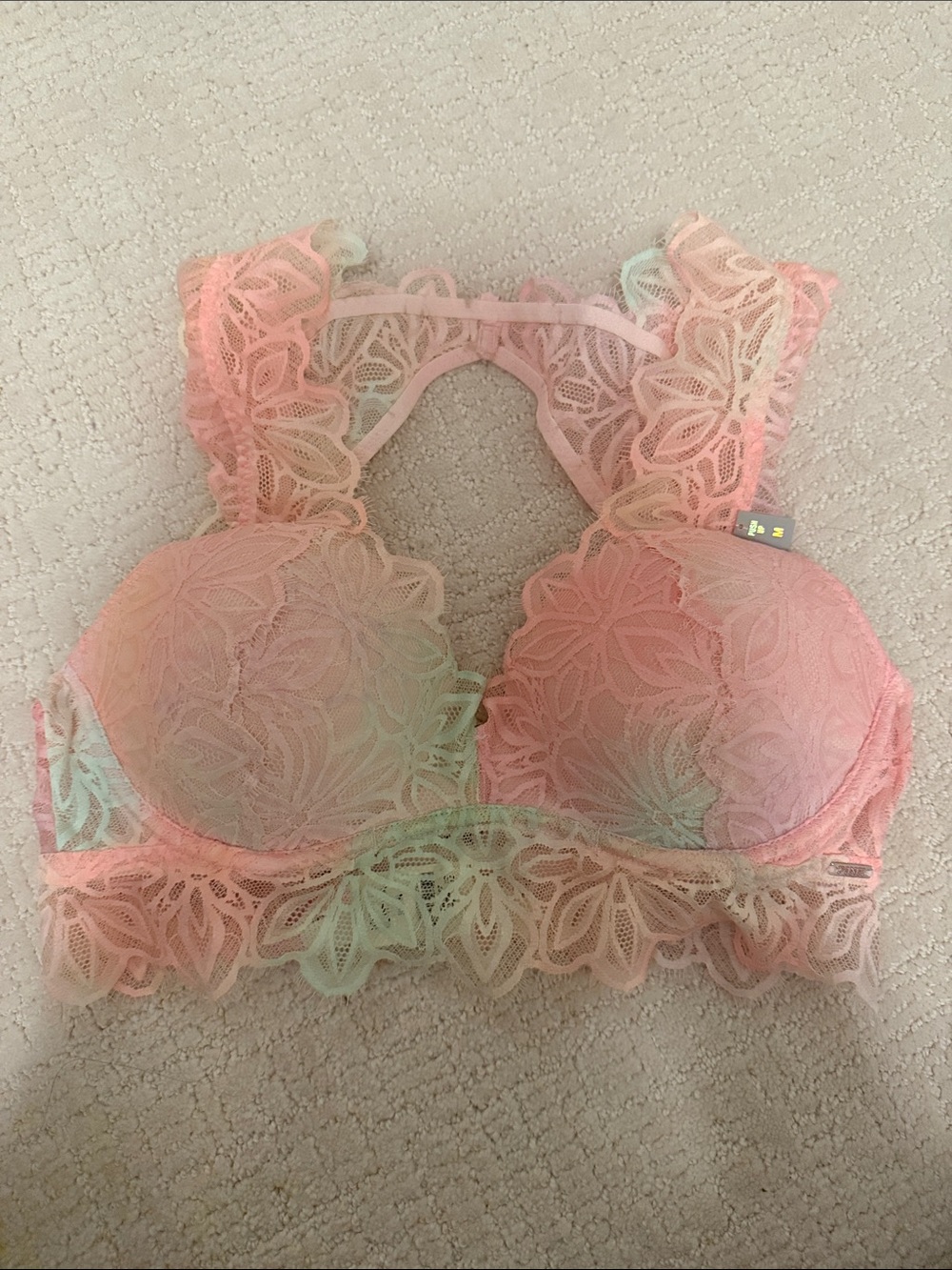 PINK Victoria's Secret Pastel Pink Lace Push-Up Bralette